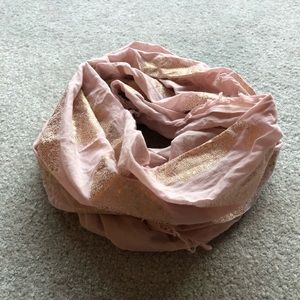 American Eagle pink and gold infinity scarf.